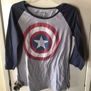 Marvel, Captain America t-shirt 3/4” length sleeve